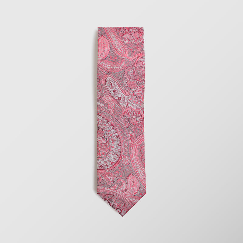 Φαρδιά γραβάτα | 100% μετάξι σε ρόζ τόνους με λαχούρι σχεδιασμό