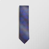 Φαρδιά γραβάτα | 100% μετάξι σε μπλέ ρουά βάση με ντεγκραντέ μικρό σχεδιασμό και μπεζ λεπτομέρεια