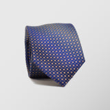 Φαρδιά γραβάτα | 100% μετάξι σε μπλέ ρουά βάση με ντεγκραντέ μικρό σχεδιασμό και μπεζ λεπτομέρεια