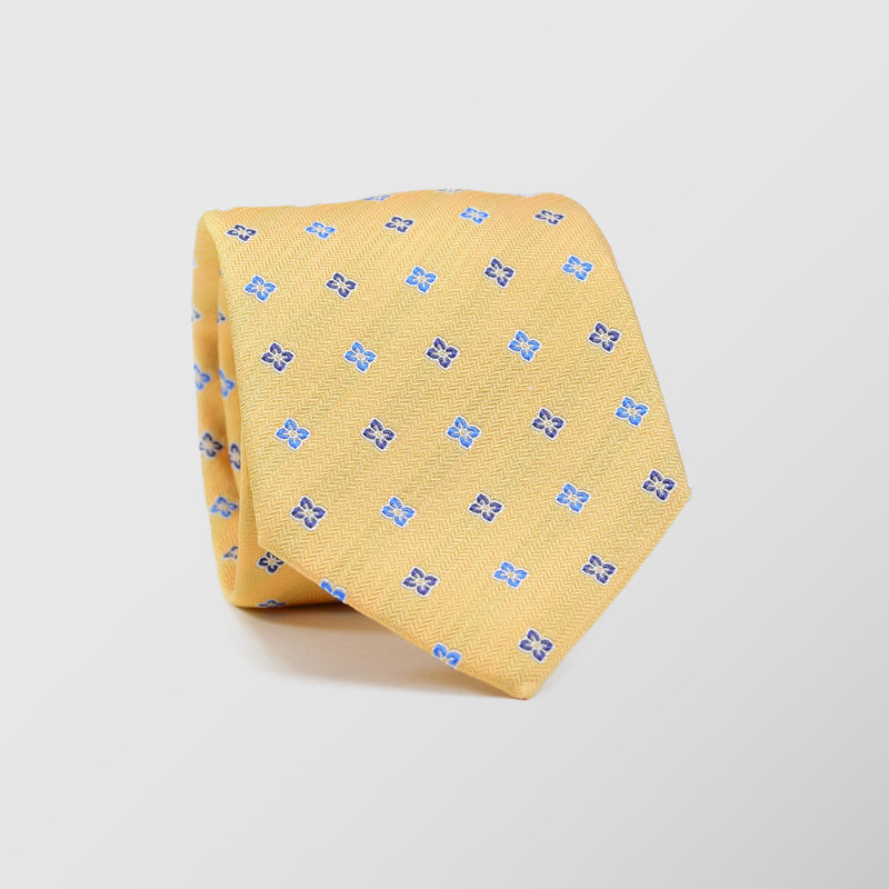 Φαρδιά γραβάτα | σε κίτρινη βάση σετ με μαντηλάκι