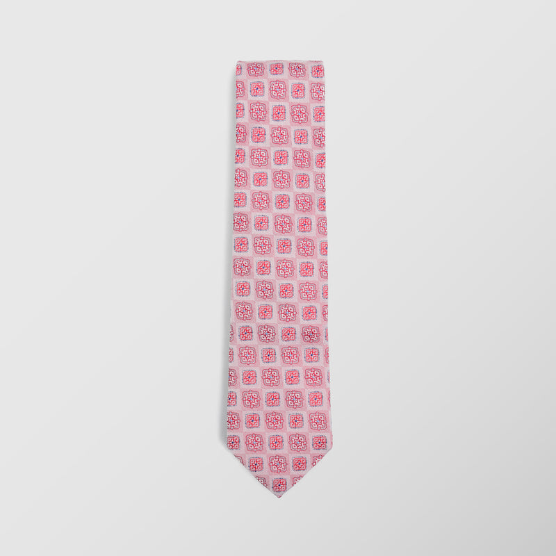 Φαρδιά γραβάτα | σε ροζ βάση σετ με μαντηλάκι