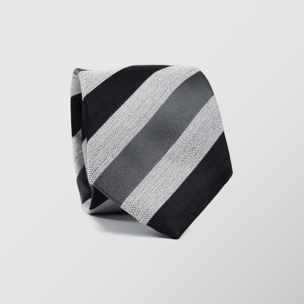Φαρδιά γραβάτα | γκρί μαύρο ριγέ