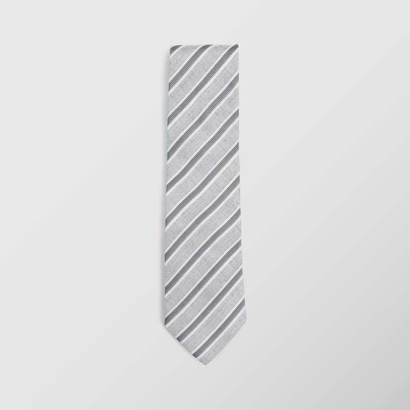 Φαρδιά γραβάτα | γκρι μεταξωτή ριγέ