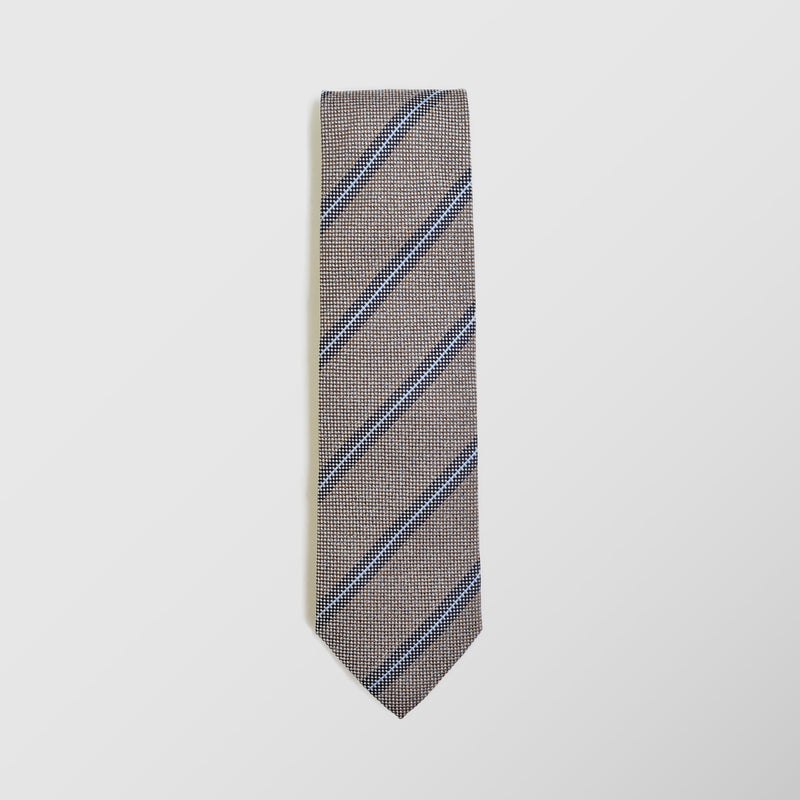 Φαρδιά γραβάτα | σε μπεζ βάση με σιελ διαγώνιο ριγέ σχεδιασμό