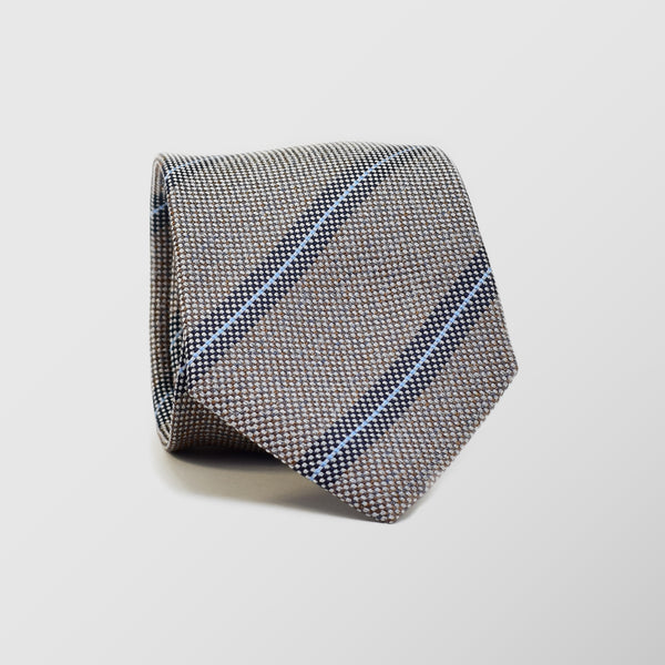 Φαρδιά γραβάτα | σε μπεζ βάση με σιελ διαγώνιο ριγέ σχεδιασμό