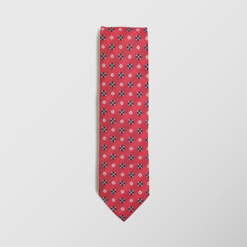Φαρδιά γραβάτα | σε κοραλί / κόκκινη βάση με ρετρό  σχεδιασμό