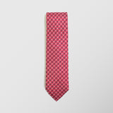 Φαρδιά γραβάτα | σε κοραλί / κόκκινη βάση με μικρό σχεδιασμό σε λευκή και μπλέ απόχρωση