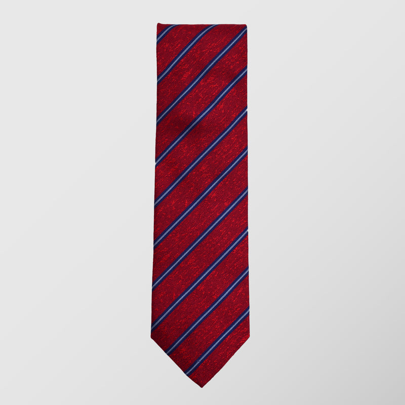 Γραβάτα | μεταξωτή κόκκινη με μπλέ ριγέ σχεδιασμό
