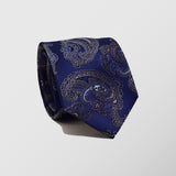 Γραβάτα | μεταξωτή μπλέ με λαχούρι σχεδιασμό σε γήινα χρώματα