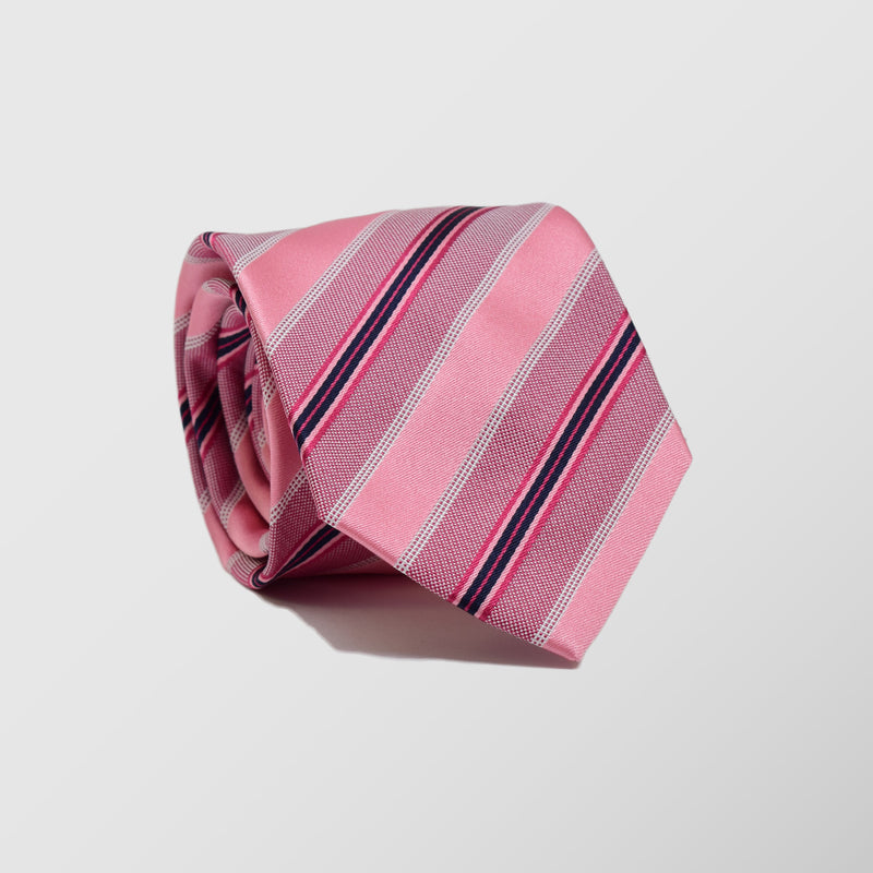 Γραβάτα | μεταξωτή σε ρόζ απόχρωση με ριγέ σχεδιασμό