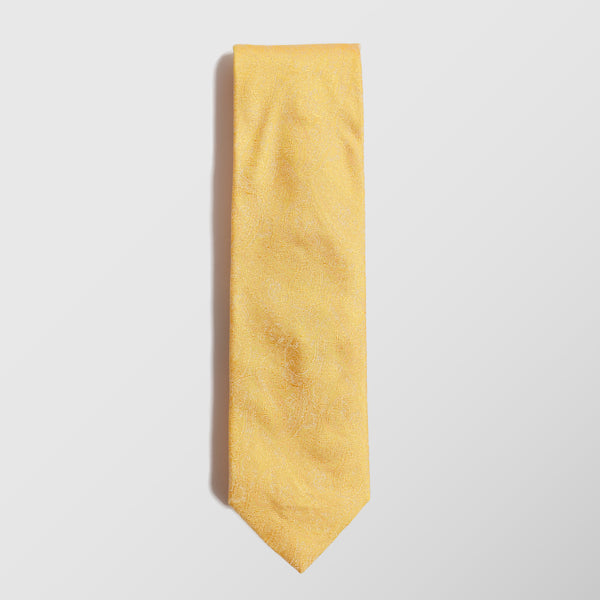 Γραβάτα | μεταξωτή σε κίτρινη απόχρωση με λαχούρι σχεδιασμό στην ύφναση και σετ μαντηλάκι