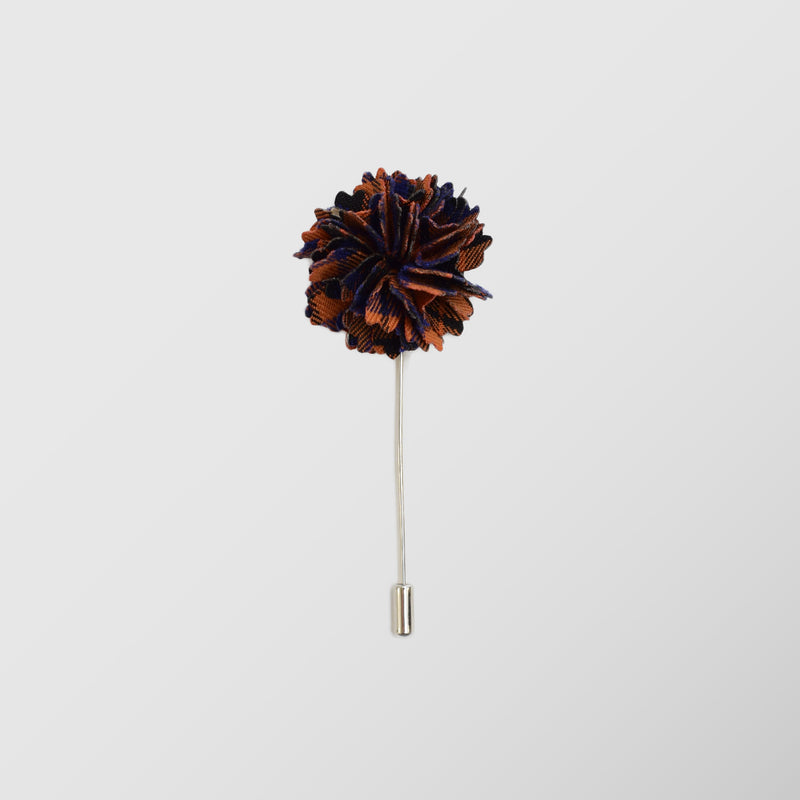 Καρφίτσα για το πέτο | λουλούδι σε μπλέ και χάλκινη απόχρωση