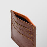 Πορτοφόλι | card holder δερμάτινο δίχρωμο σε ταμπά / πορτοκαλί απόχρωση