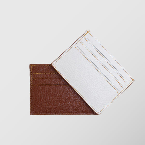 Πορτοφόλι | card holder δερμάτινο δίχρωμο σε ταμπά / λευκή απόχρωση