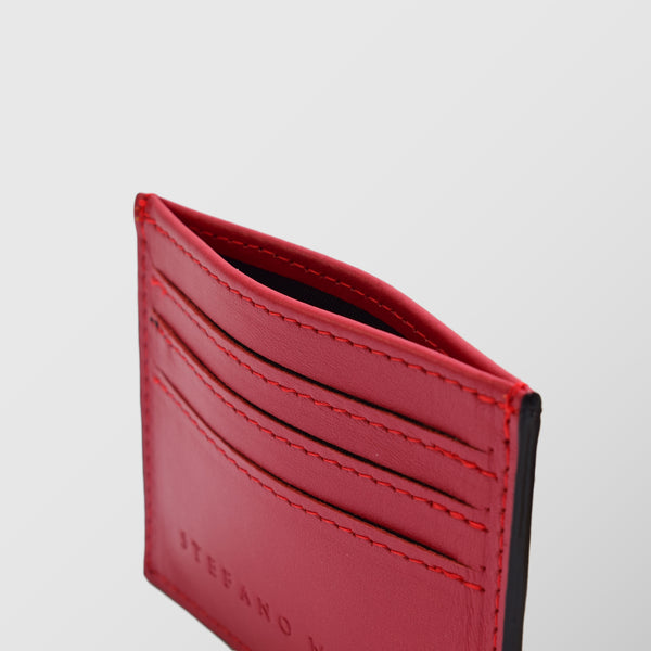 Πορτοφόλι | card holder δερμάτινο μονόχρωμο σε κόκκινη απόχρωση
