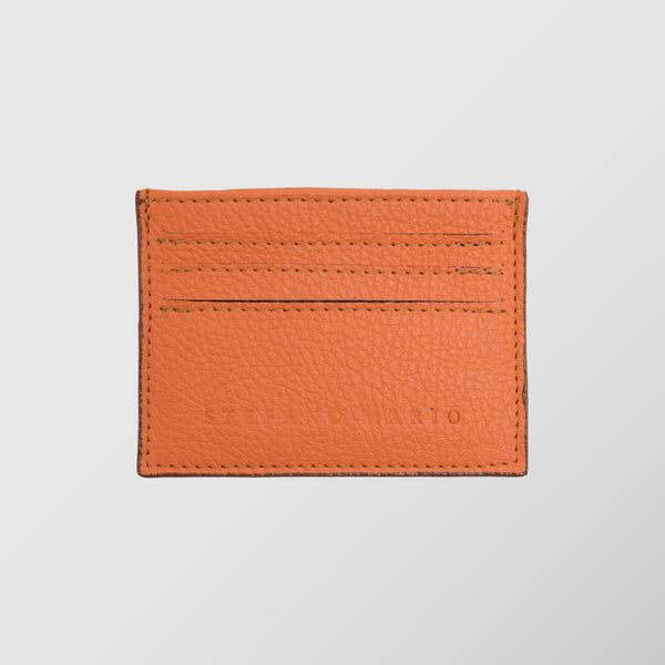 Πορτοφόλι | card holder δερμάτινο μονόχρωμο σε πορτοκαλί απόχρωση