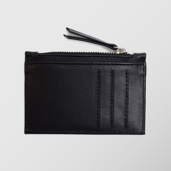 Πορτοφόλι | card holder λείο δερμάτινο μονόχρωμο σε μαύρη απόχρωση με φερμουάρ