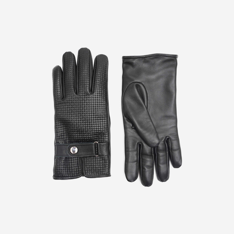 Δερμάτινα γάντια | σε μαύρη απόχρωση με ανάγλυφο μοτίβο
