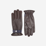 Δερμάτινα γάντια | σε καφέ απόχρωση με μπλέ λεπτομέρεια