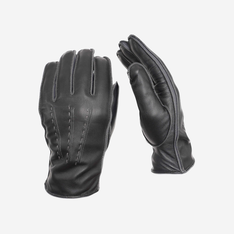 Δερμάτινα γάντια | σε μαύρηαπόχρωση με γκρί διχρωμία και γαζάκι