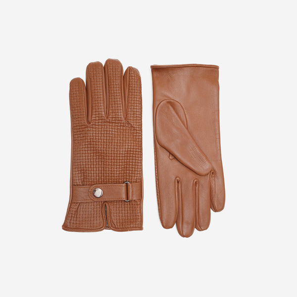 Δερμάτινα γάντια | σε ταμπα απόχρωση με ανάγλυφο σχέδιο