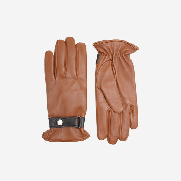 Δερμάτινα γάντια | σε ταμπα απόχρωση με καφέ λεπτομέρεια