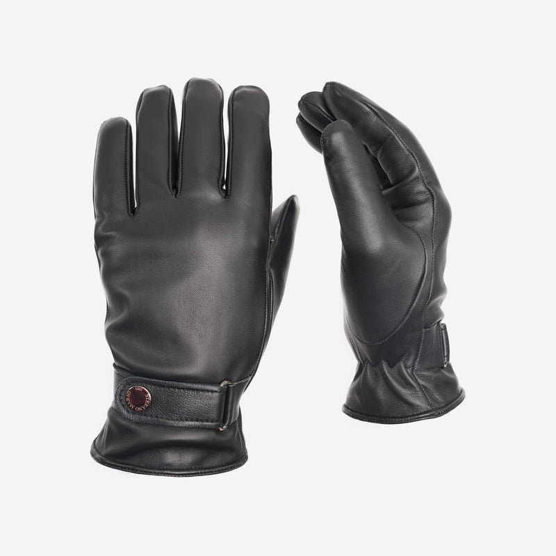 Δερμάτινα γάντια | σε μαύρη απόχρωση με κούμπωμα