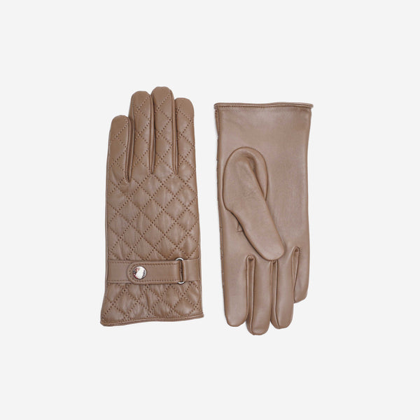 Δερμάτινα γάντια | σε ταμπάκο απόχρωση με καπιτονέ σχεδιασμό