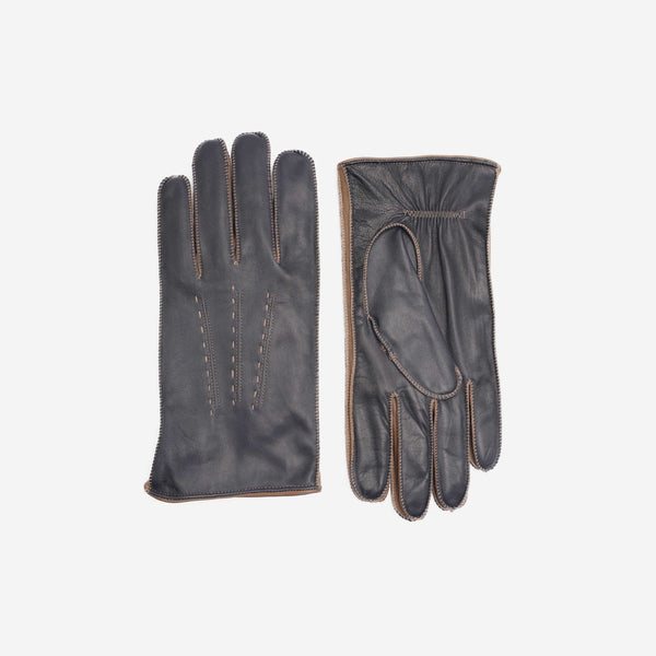 Δερμάτινα γάντια | σε μπλέ απόχρωση με ταμπάκο λεπτομέρεια