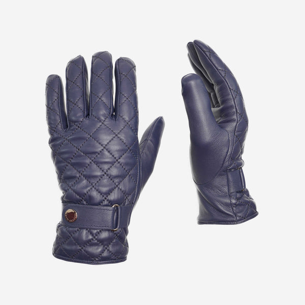 Δερμάτινα γάντια | σε μπλέ απόχρωση με καπιτονέ σχεδιασμό