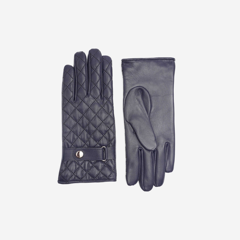 Δερμάτινα γάντια | σε μπλέ απόχρωση με καπιτονέ σχεδιασμό
