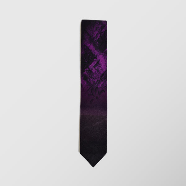 Μάλλινη Γραβάτα | σε γκριζόμαυρους τόνους με ρετρό σχεδιασμό μόβ χρώματος