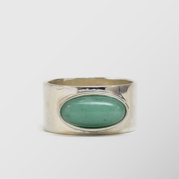 Δαχτυλίδι | απο ασήμι 925 με λείο σχεδιασμό και πέτρα Αβεντουρίνη σε άκουα απόχρωση