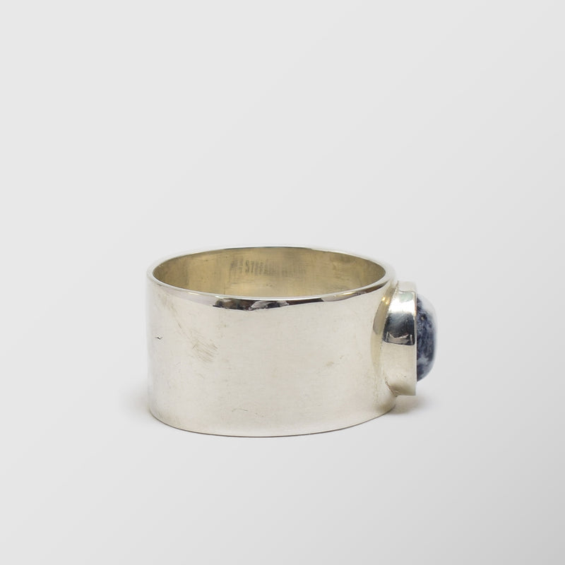Δαχτυλίδι | απο ασήμι 925 με λείο σχεδιασμό και πέτρα σε μπλε απόχρωση με νερά